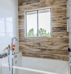 Contemporary style tile in bathroom