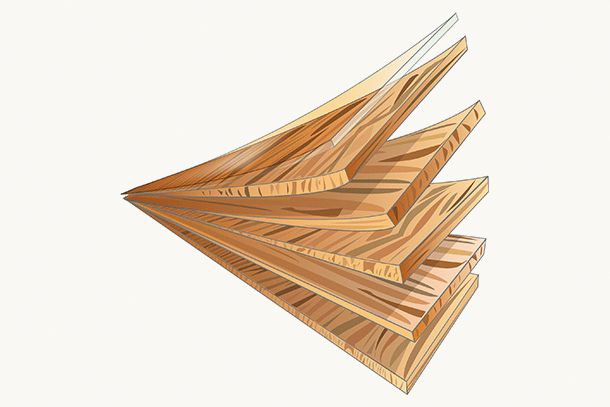 Construction of engineered hardwood layers