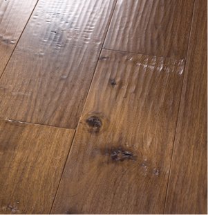 Hand scraped textured hardwood flooring