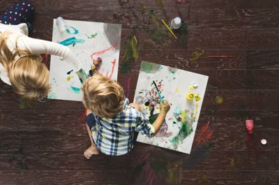 Kids playing on luxury vinyl flooring